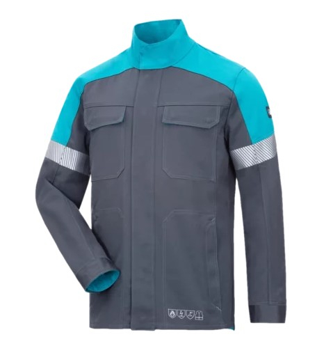 HB-Flüssigmetallschutz- Jacke, Al+Fe, 430 g/m², anthrazitgrau/ petrol