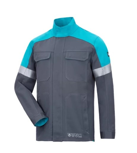 HB-Flüssigmetallschutz- Jacke, Al+Fe, 340 g/m², anthrazitgrau/ petrol
