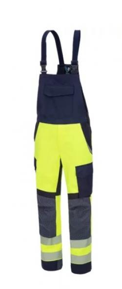 HB- Störlichtbogenschutz- Latzhose 4Energy Kl. 2, 7kA/ 4kA, fluor. Gelb/ dunkelblau/ navy