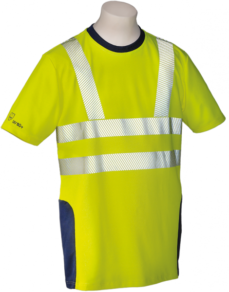 HB-Warnschutz, Warn- und Wetterschutz-T-Shirt, 185 g/m², warngelb/hydronblau