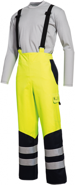 HB-Warnschutz, Warn- und Wetterschutz-Trägerhose, 300 g/m², warngelb/navy