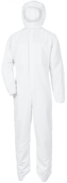 HB-Workwear, Arbeitsoverall, Reinraum und Staub-Overall, Kombi, mit Kopfhaube, 115 g/m², weiß