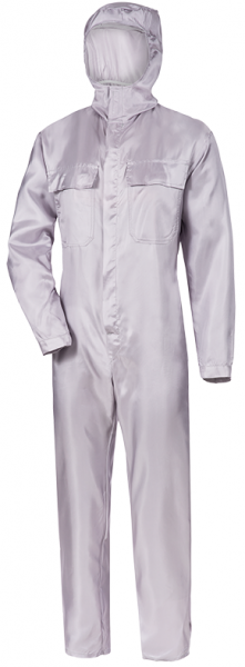 HB-Workwear, Arbeitsoverall, Reinraum und Staub-Overall, Kombi, mit Kapuze, 135 g/m², grau