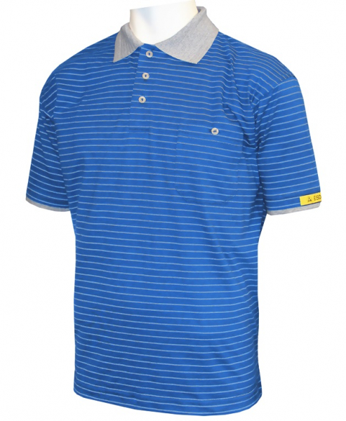 HB-Worker-Shirts, ESD-Produktschutz-Herren-Poloshirt, kurzarm, 160 g/m², royal/silbergrau
