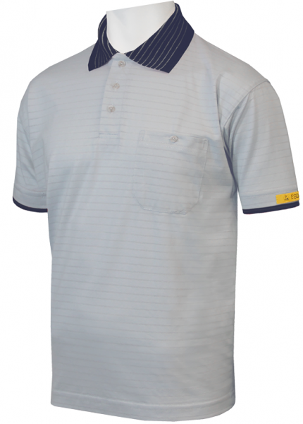 HB-Worker-Shirts, ESD-Produktschutz-Herren-Poloshirt, kurzarm, 160 g/m², silbergrau/navy