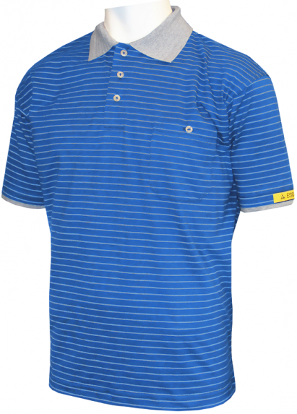 HB-Worker-Shirts, ESD-Produktschutz-Damen-Poloshirt, kurzarm, 160 g/m², royal/silbergrau