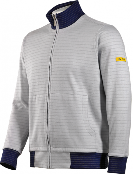 HB-Worker-Shirts, ESD-Produktschutz-Sweatjacke, 300 g/m², silbergrau/navy