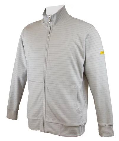 HB-Worker-Shirts, ESD-Produktschutz-Sweatjacke, 300 g/m², silbergrau