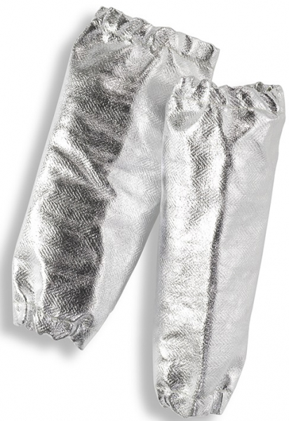 HB-Schweißer-Schutz, Flammen-/Schweißerschutz-Ärmelstulpe, Schweißerarmstulpen, 430 mm lang, silber