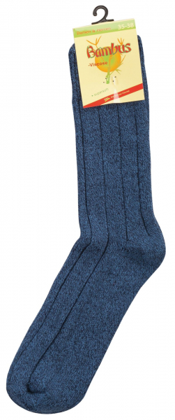 WOWERAT-Warme Socken, Bambus, 6-er Teilung, Ripp-Struktur, 3-er Pkg., jeansmouliné