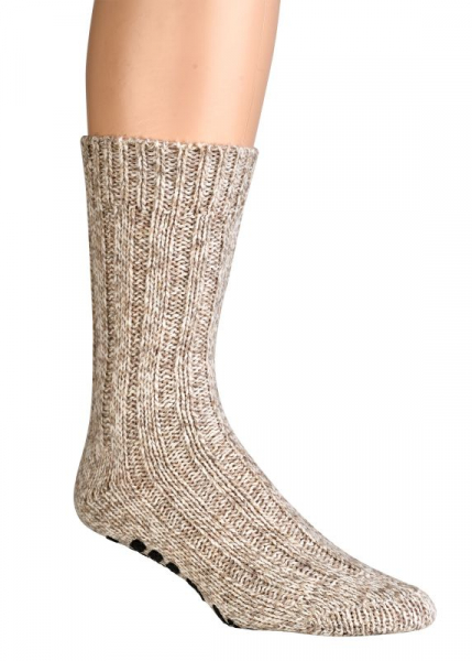 WOWERAT-Antirutsch Norwegersocken, `STOPP`, 3er-Teilung, 2-er Pkg., braun