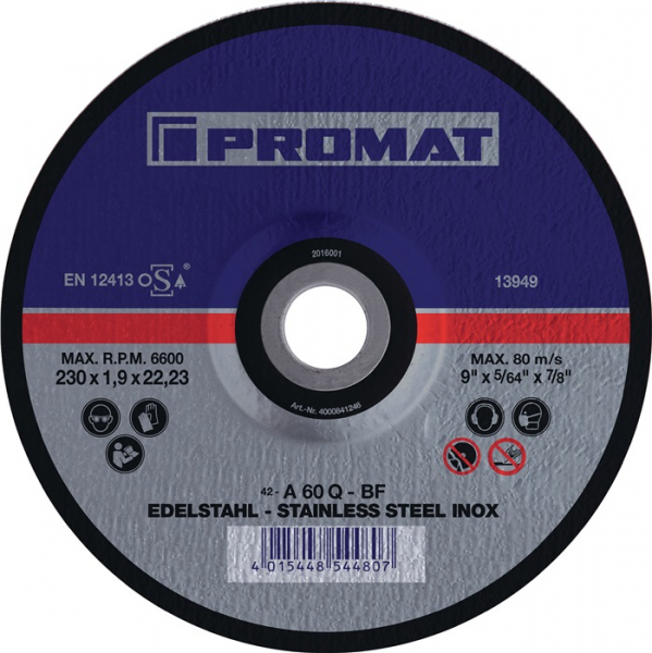 PROMAT-Betriebsbedarf, Trennscheibe INOX D115x1,5mm ger.INOX Bohrung 22,23M-Betriebsbedarf,m