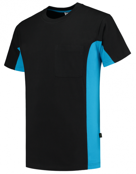 TRICORP-Worker-Shirts, T-Shirt, mit Brusttasche, Bicolor, 190 g/m², black-turquoise