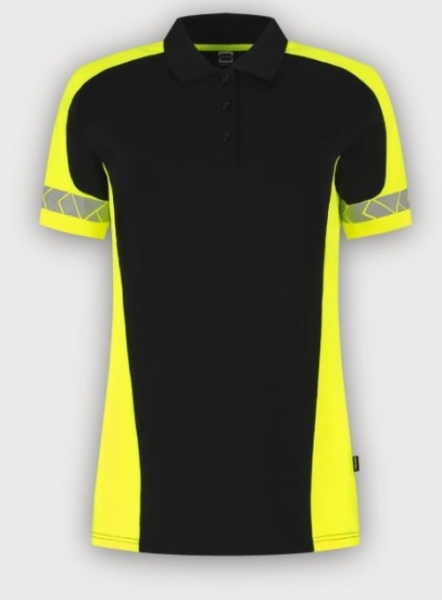 Tricorp Warnschutz Poloshirt Reflective Redefined Damen, Black-Fluor Yellow