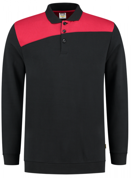 TRICORP-Worker-Shirts, Sweatshirt Polokragen Bicolor, Basic Fit, 280 g/m², black-red