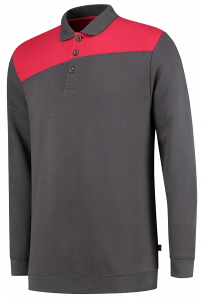 TRICORP-Worker-Shirts, Sweatshirt Polokragen Bicolor, Basic Fit, 280 g/m², darkgrey-red