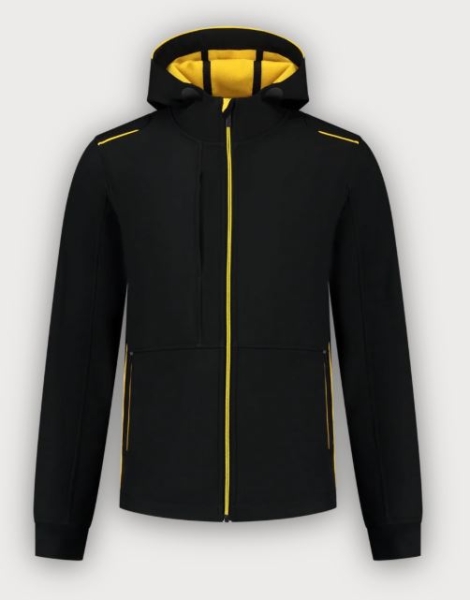 Tricorp Softshelljacke Kapuze Accent, Black-Yellow