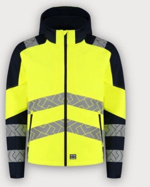 Tricorp Warnschutz Softshelljacke Kapuze High Vis Redefined, Fluor Yellow-Ink