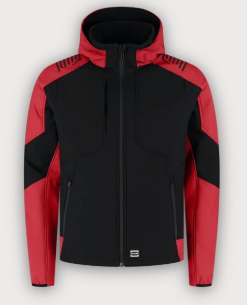 Tricorp Softshelljacke Kapuze Bicolor Redefined, Black-Brightred