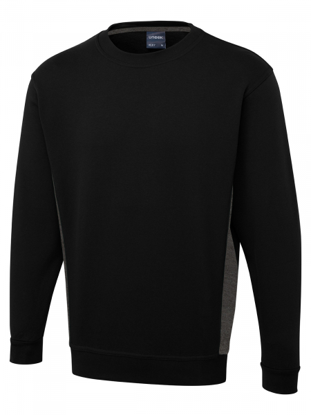 Uneek-Clothing-Two Tone Sweatshirt, schwarz/grau