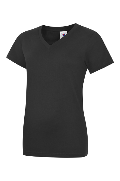 Uneek-Clothing-Ladies Classic V-Neck T-Shirt, black