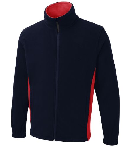 Uneek-Clothing-Two Tone Full Zip Fleece Jacket, navy/red