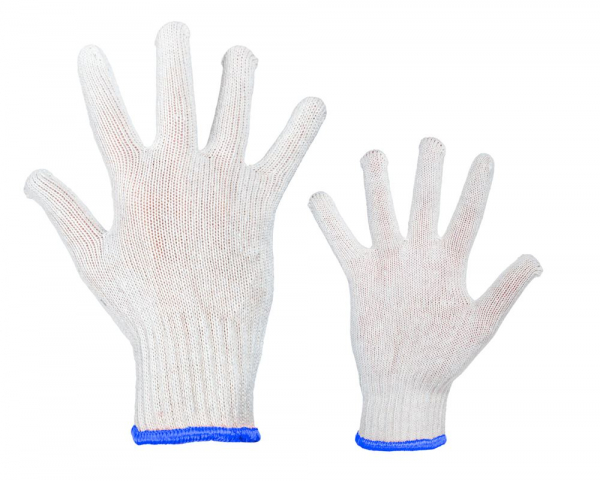 Strickhandschuhe blauer Bund, 30 cm, Pkg. á 12 Paar, Ktn. a´50 Pkg.