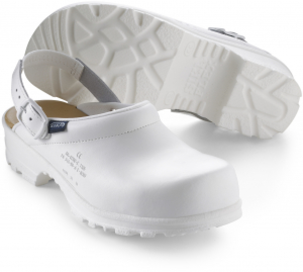 SIKA-Withe-Line, SB-Arbeits-Berufs-Sicherheits-Clogs, FLEX LBS, offen mit Fersenriemen, weiss SIKA-Withe-Line, SB-Arbeits-Berufs-Sicherheits-Clogs, FLEX LBS, offen mit Fersenriemen, weiss
