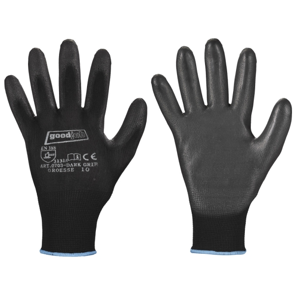 F-GOODJOB, Polyester, Arbeitshandschuhe, *DARK GRIP*, Pkg.a`12, schwarz