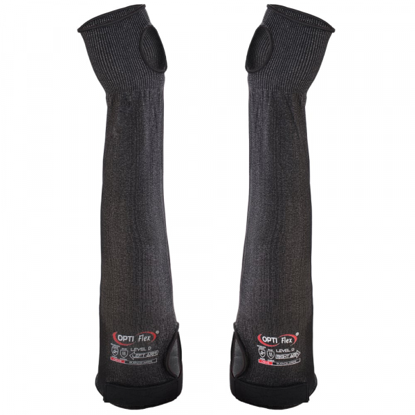 F-OPTIFLEX Armschoner *BUENOS AIRES*, Schnitt- und Hitzeschutzliner, CAT2, schwarz melange, 45 cm, VE: 50 Stk.
