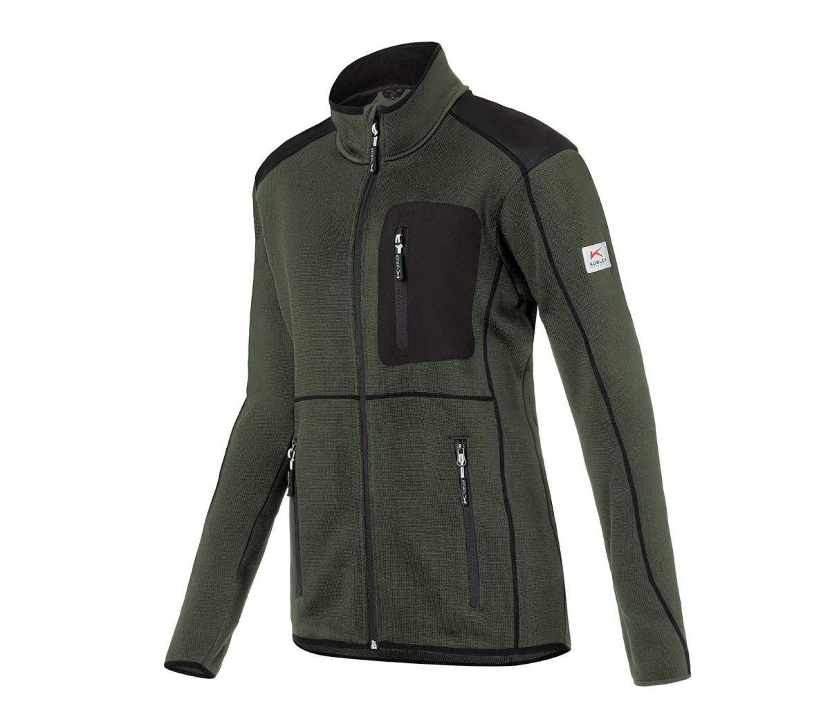 KÜBLER-WEATHER-Strickjacke Damen, oliv/schwarz