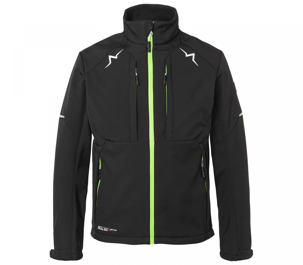 KÜBLER-PULSE Softshell Jacke Herren, 320 g/m², schwarz/neongrün