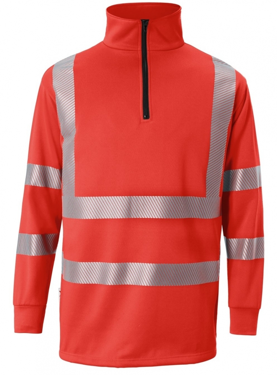 KBLER-Warnschutz, REFLECTIQ Zip-Sweater, PSA 2, ca.300g/m, warnrot