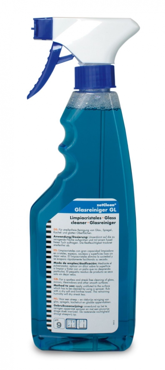 ZVG-ZetClean-Hygiene, Glasreiniger, `zet-Glas`, fettlslich, VE: 12 Sprhflaschen  500 ml