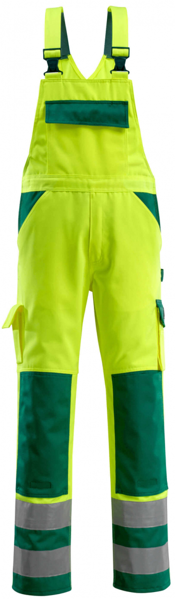 MASCOT-Workwear, Warnschutz-Arbeits-Berufs-Latz-Hose, BARRAS, MG310, gelb/grün