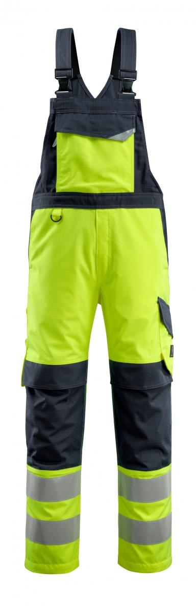 MASCOT-Workwear, Warnschutz-Arbeits-Berufs-Latz-Hose, Davos,  76 cm, 275 g/m, gelb/schwarzblau