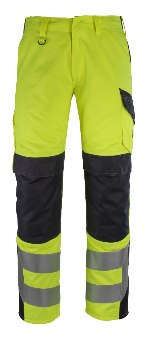 MASCOT-Workwear, Warnschutz-Arbeits-Berufs-Bund-Hose, Arbon,  76 cm, 275 g/m, gelb/schwarzblau