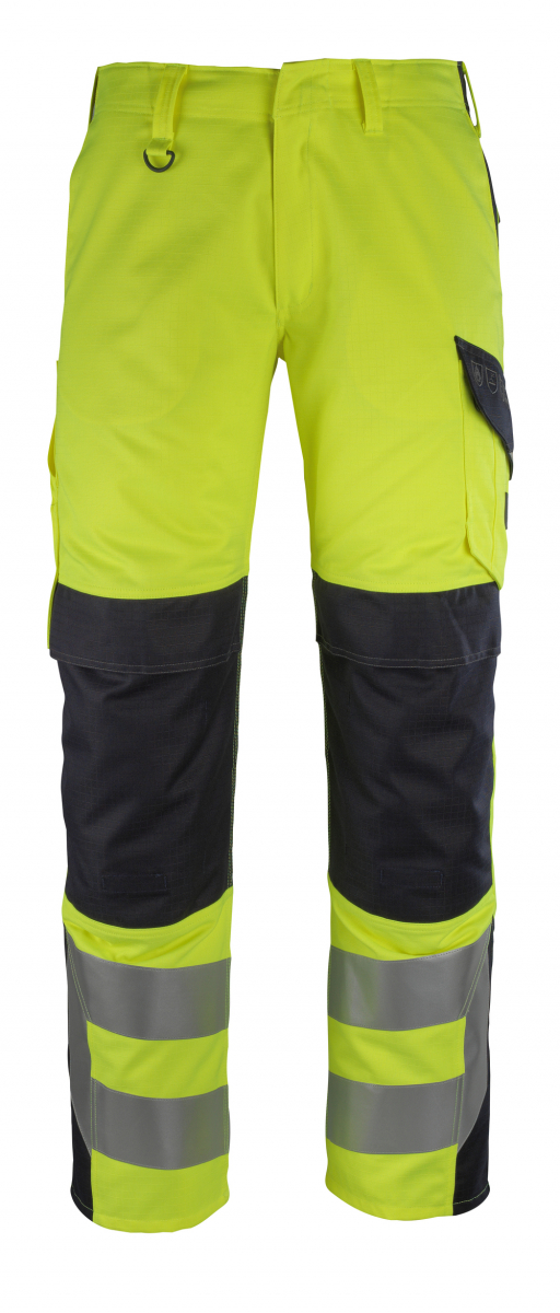 MASCOT-Workwear, Warnschutz-Arbeits-Berufs-Bund-Hose, Arbon, 82 cm, 275 g/m², gelb/schwarzblau