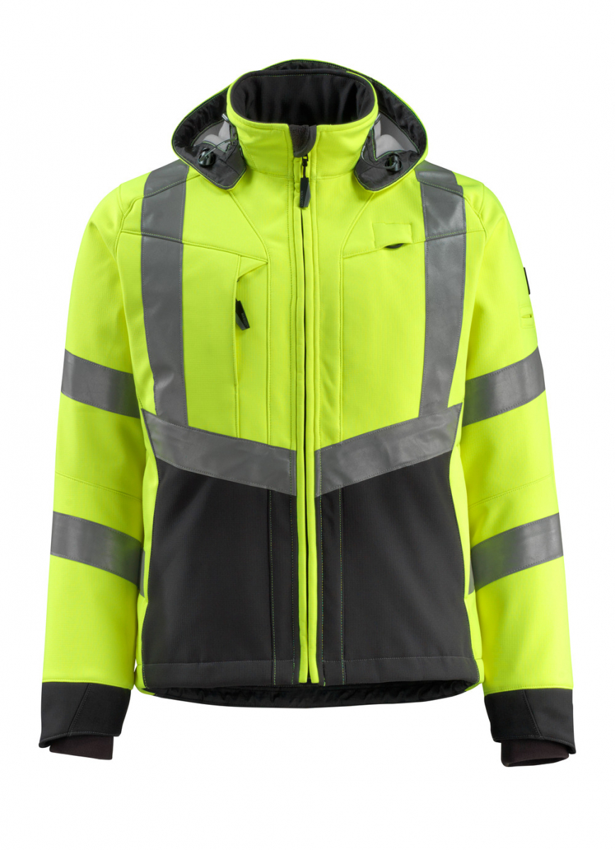 MASCOT-Workwear, Warnschutz-Soft Shell Jacke, Blackpool, 360 g/m², gelb/schwarz