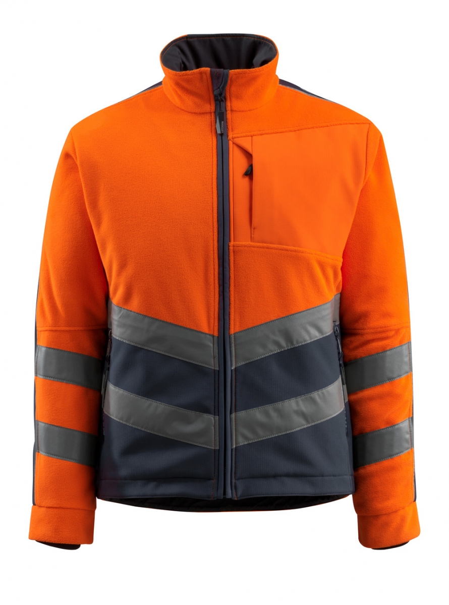 MASCOT-Workwear, Warnschutz-Fleecejacke, Sheffield,  345 g/m, orange/schwarzblau