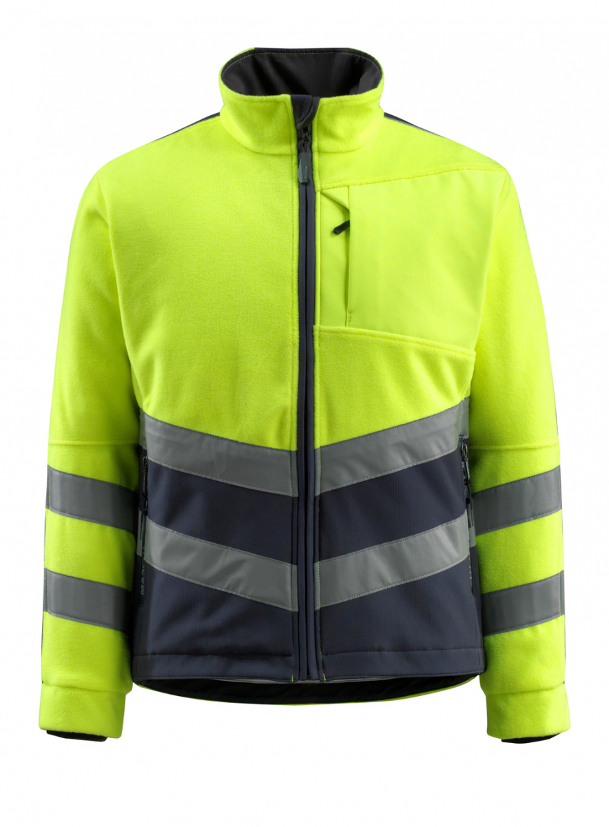 MASCOT-Workwear, Warnschutz-Fleecejacke, Sheffield, 345 g/m², gelb/schwarzblau