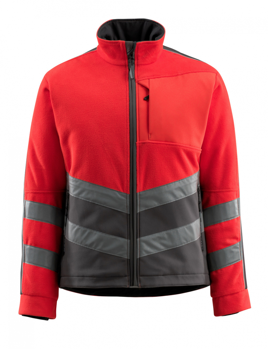 MASCOT-Workwear, Warnschutz-Fleecejacke, Sheffield,  345 g/m, rot/dunkelanthrazit