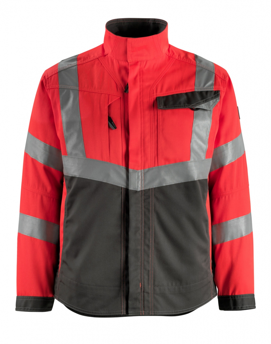 MASCOT-Workwear, Warnschutz-Jacke, Oxford,  290 g/m, rot/dunkelanthrazit