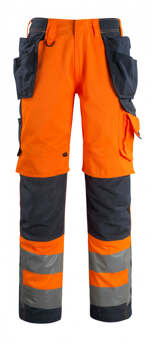 MASCOT-Workwear, Warnschutz-Bundhose, Wigan,  82 cm, 290 g/m, orange/schwarzblau