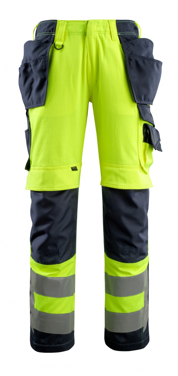 MASCOT-Workwear, Warnschutz-Bundhose, Wigan,  76 cm, 290 g/m, gelb/schwarzblau