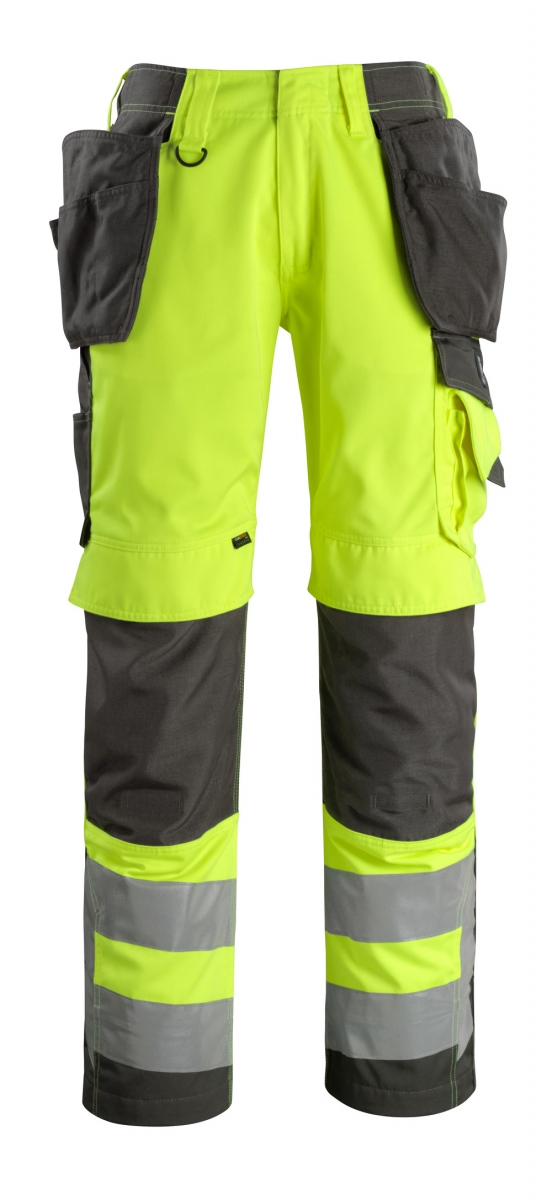 MASCOT-Workwear, Warnschutz-Bundhose, Wigan,  76 cm, 290 g/m, gelb/dunkelanthrazit