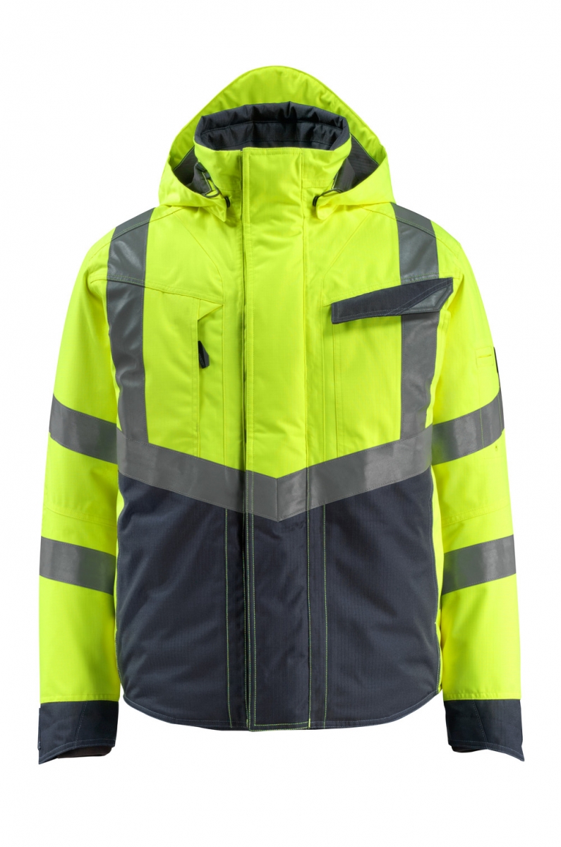 MASCOT-Workwear, Warnschutz-Pilotenjacke, Hastings,  210 g/m, gelb/schwarzblau