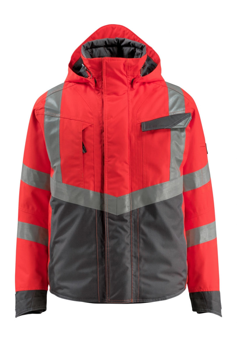 MASCOT-Workwear, Warnschutz-Pilotenjacke, Hastings,  210 g/m, rot/dunkelanthrazit