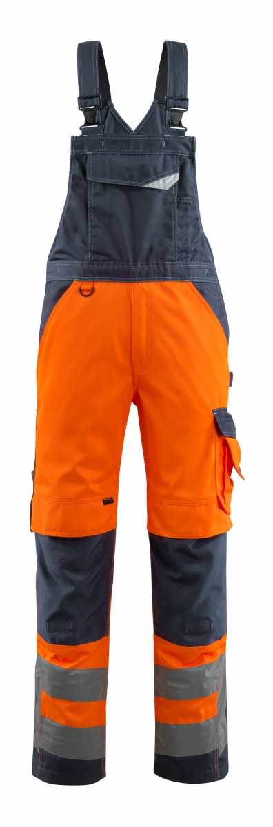MASCOT-Workwear, Warnschutz-Latzhose, Newcastle,  76 cm, 290 g/m, orange/schwarzblau