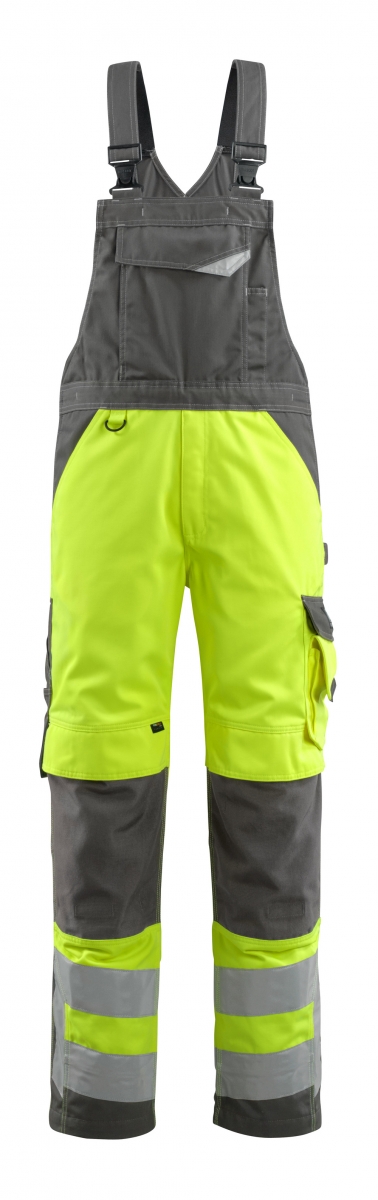 MASCOT-Workwear, Warnschutz-Latzhose, Newcastle,  76 cm, 290 g/m, gelb/dunkelanthrazit